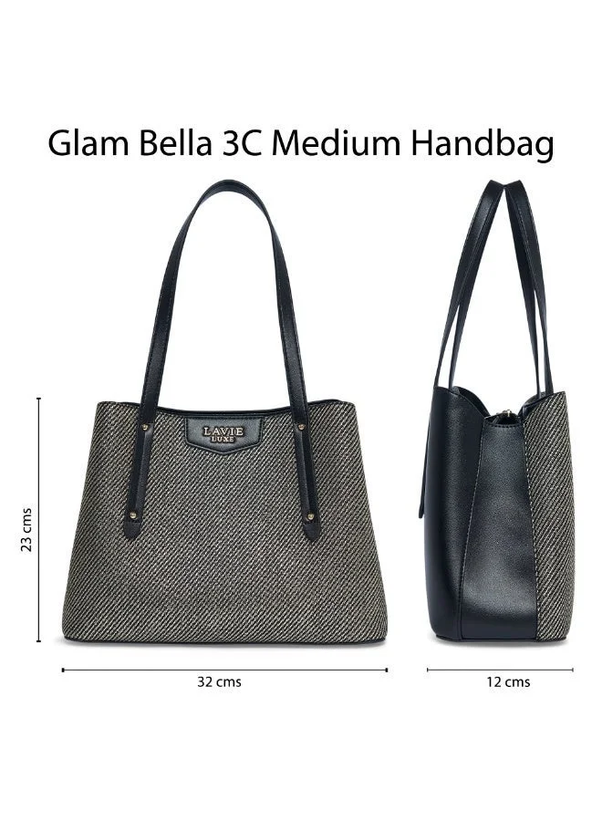 Lavie  Luxe Women's Glam Bella 3 Comparment Medium (Black) for Women | Best Price UAE